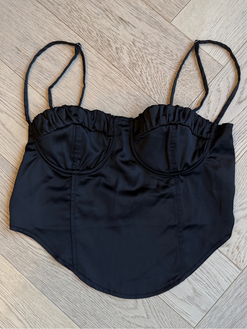 WhiteFox Black Satin Bustier Crop Top Corset Style - Clubbing, Date Night, Sexy
